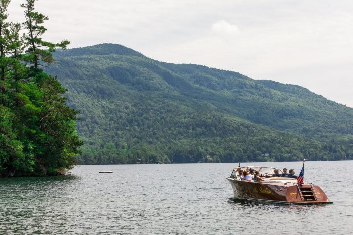 Hackercraft Boat on Lake